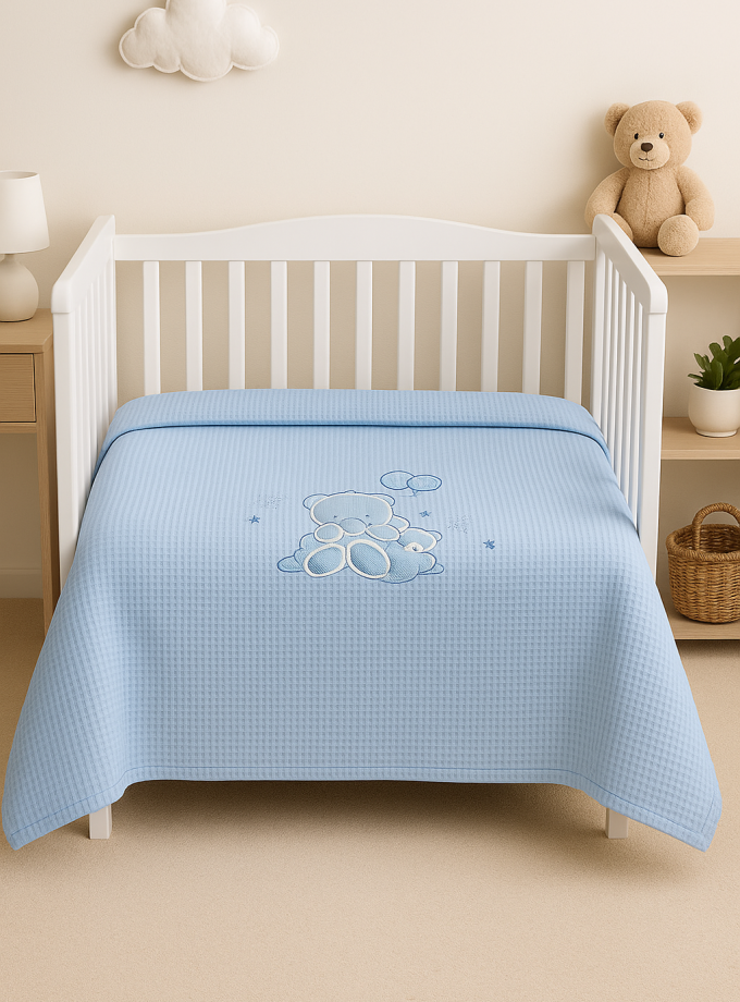Κουβέρτα Πικέ Κούνιας 110x140 Cosmin  Blue Bear