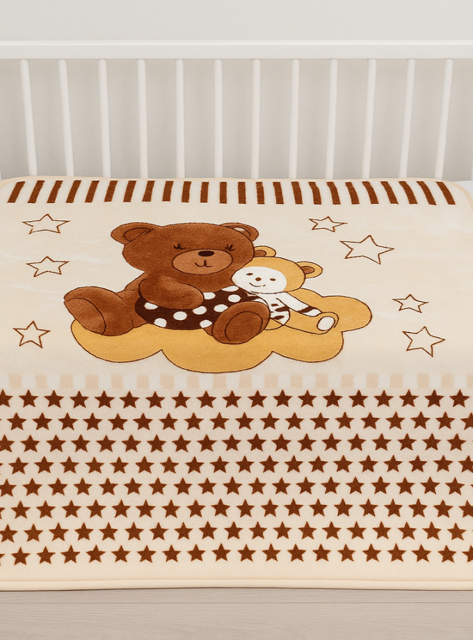 Κουβερτούλα Βελουτέ Κούνιας 110x150 Cosmin Bear Brown