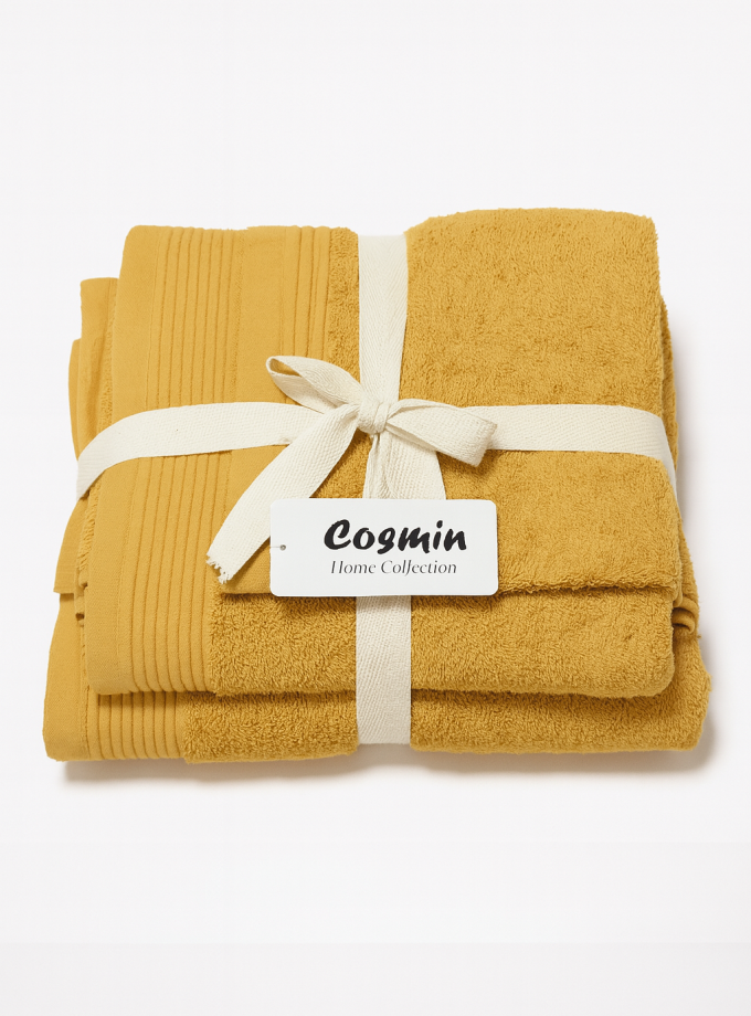 Σετ Πετσέτες 3 τεμαχίων Cosmin Serenity Mustard
