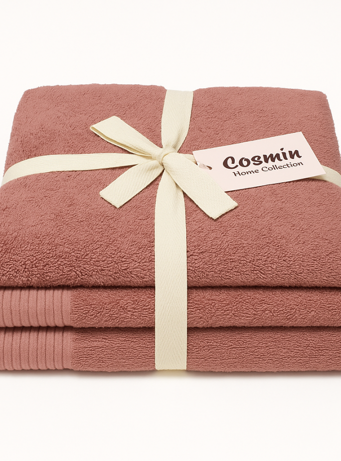 Σετ Πετσέτες 3 τεμαχίων Cosmin Serenity Dark Pink