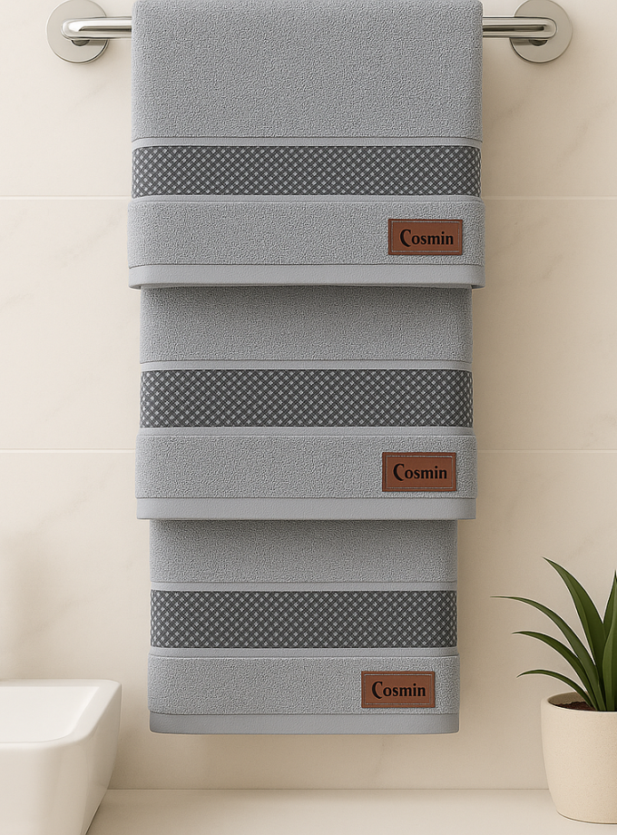 Σετ Πετσέτες 3 Τεμαχίων Cosmin Lux Light Grey