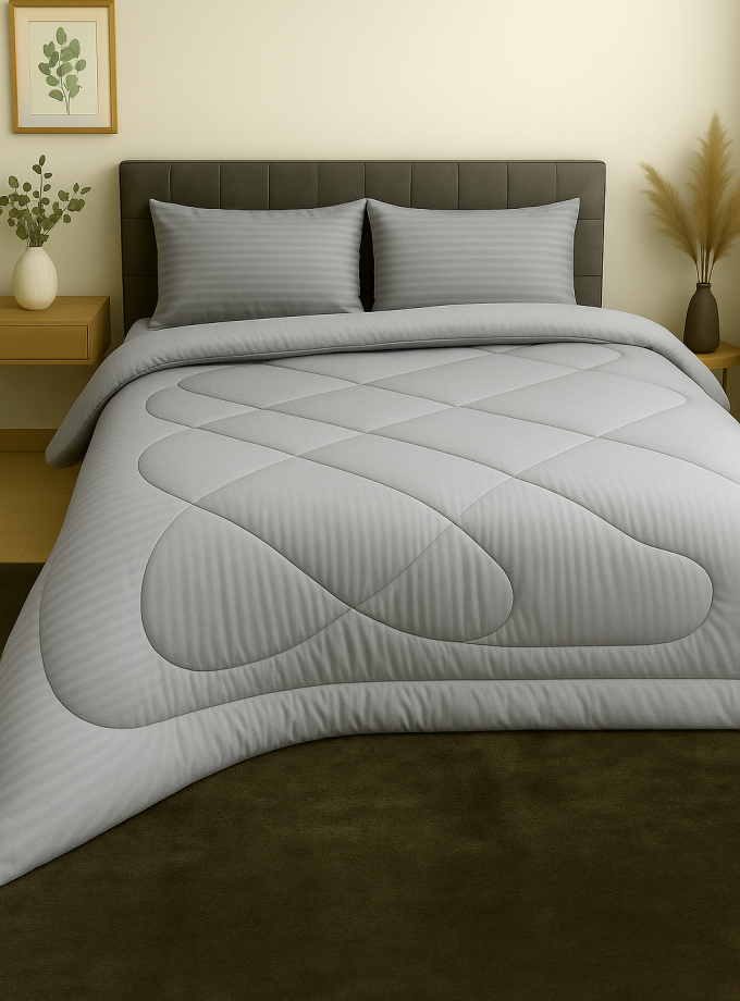 Παπλωματοθήκη Ημίδιπλη 160x220 Cosmin  Stripe Light Grey