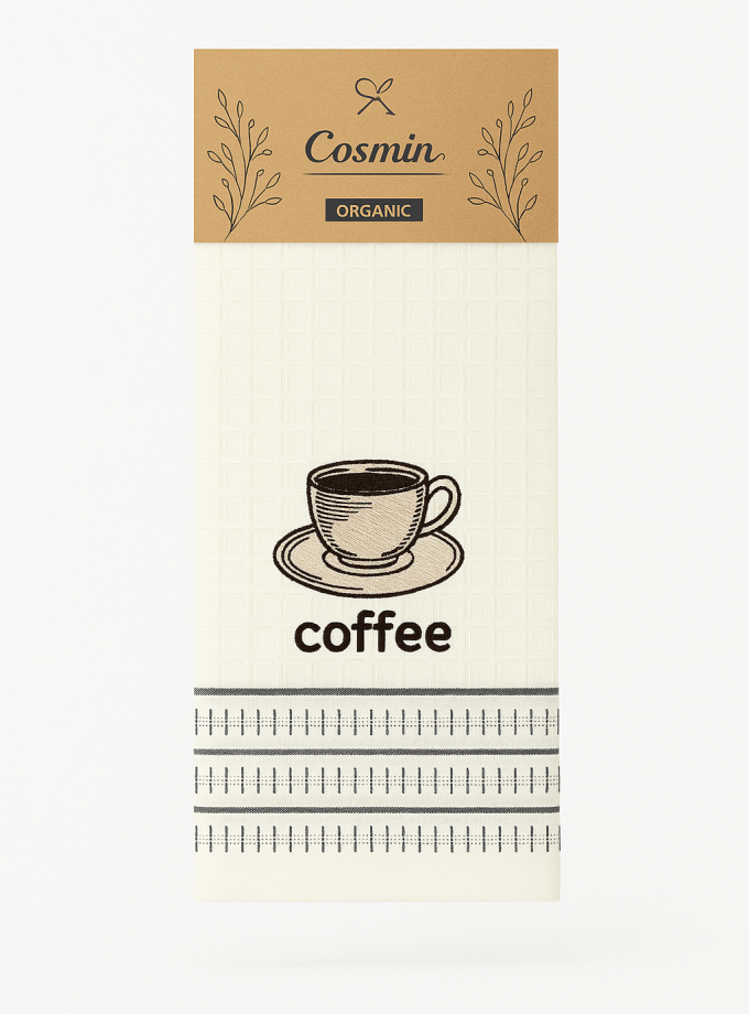 Ποτηρόπανο Κουζίνας 50x70 Cosmin Coffee White