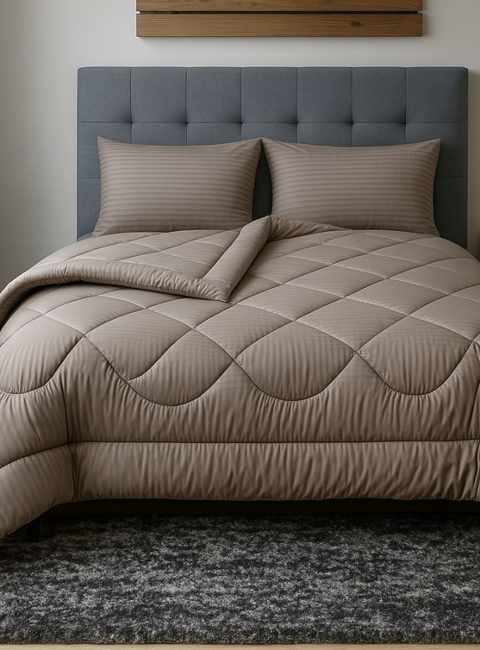 Παπλωματοθήκη Υπέρδιπλη  220x240  Cosmin Stripe Dark Beige