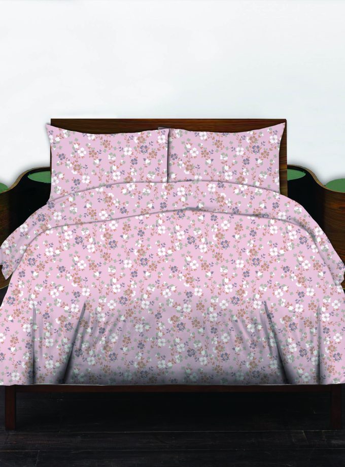 Σετ Σεντόνια Υπέρδιπλα 100% Βαμβακερά 240x260 Cosmin Libre Flowers Powder