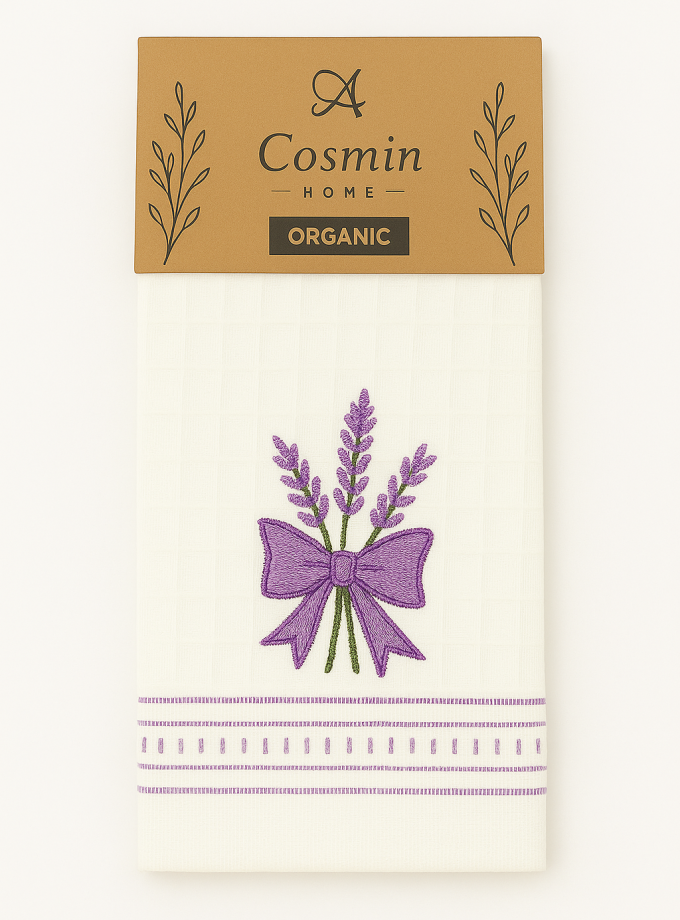 Ποτηρόπανο Κουζίνας 50x70 Cosmin Purple Ribbon White
