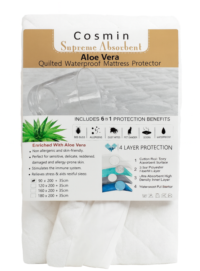 Επίστρωμα Αδιάβροχο Καπιτονέ Cosmin Aloe Vera