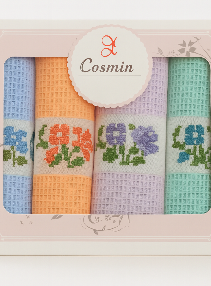 Σετ Ποτηρόπανα 4 Τεμαχίων 40x60 Cosmin Floral Delight