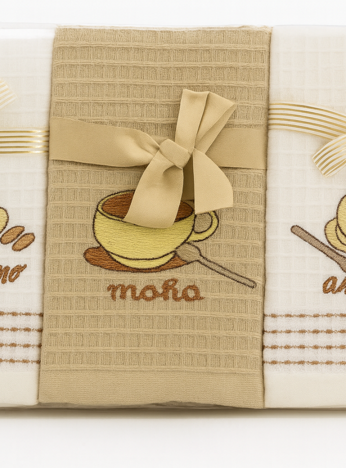 Σετ Ποτηρόπανα 12 Τεμαχίων 40x60 Cosmin Cups Design Brown+White