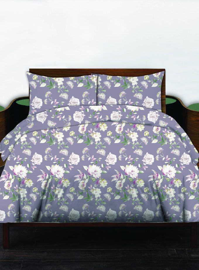 Σετ σεντόνια Ημίδιπλα 100% Βαμβακερά 170x260 Cosmin Libre Flowers Purple