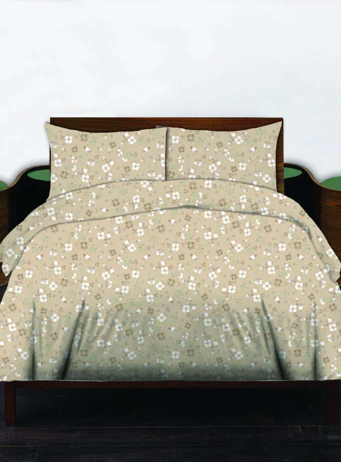 Σετ σεντόνια Ημίδιπλα 100% Βαμβακερά 170x260 Cosmin Libre Flowers Beige