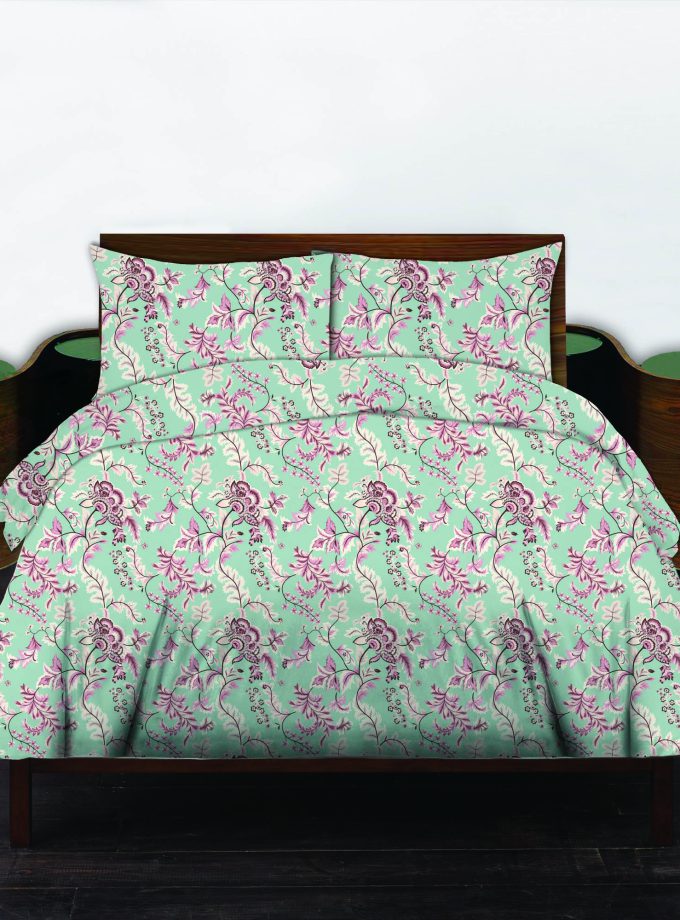 Σετ σεντόνια Ημίδιπλα 100% Βαμβακερά 170x260 Cosmin Libre Flowers Mint