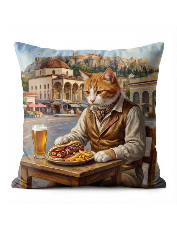 Μαξιλαροθήκες Διακόσμησης 45x45 Cosmin Kelma Monastiraki Cat
