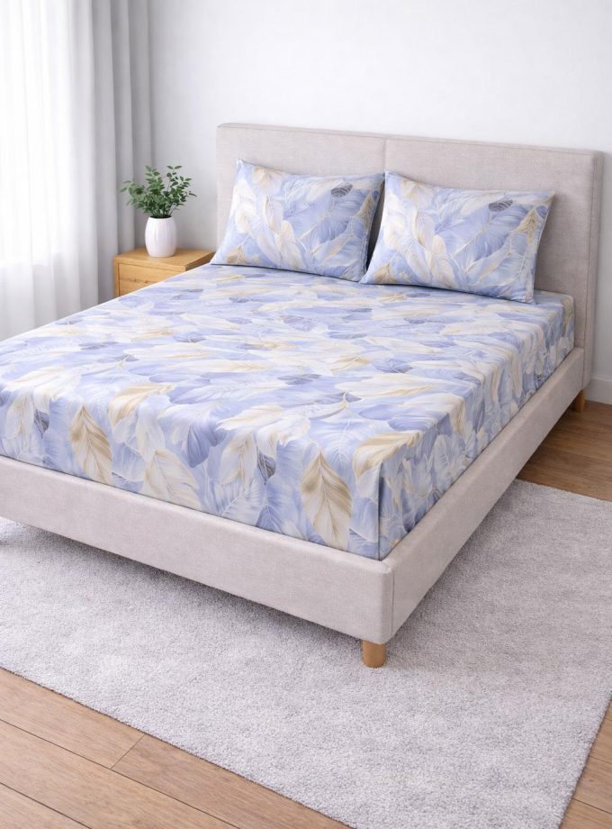Σετ Σεντόνια 100% Βαμβακερά 240x260 Cosmin SoftWave Flowers Blue