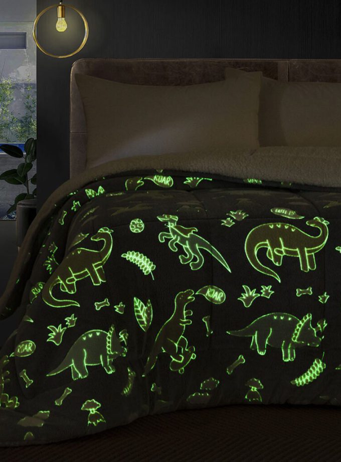 Κουβέρτα Κούνιας 110x140 Φωσφοριζέ Cosmin Dinosaur
