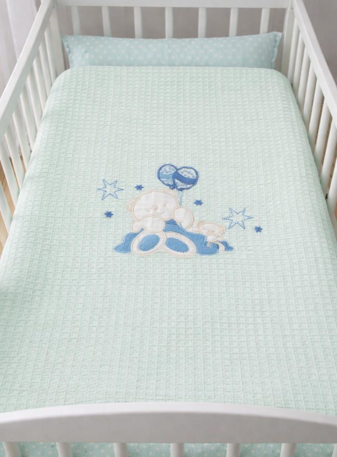 Πικέ Κουβέρτα Baby Blanket Cosmin Mint 100x150