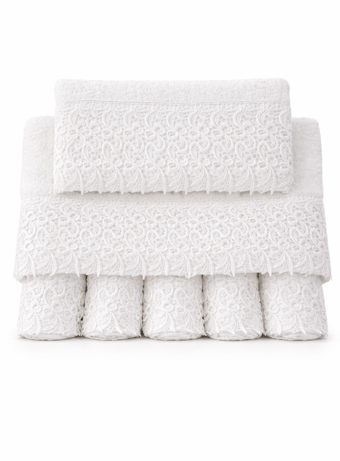 Σετ Πετσέτες 3 Τεμαχίων Cosmin Lace White II