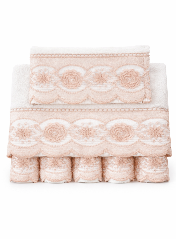 Σετ Πετσέτες 3 Τεμαχίων Cosmin Lace White