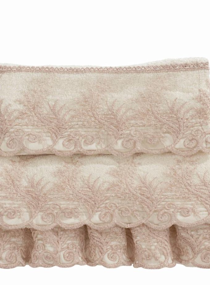Σετ Πετσέτες 3 Τεμαχίων Cosmin Lace White+Beige