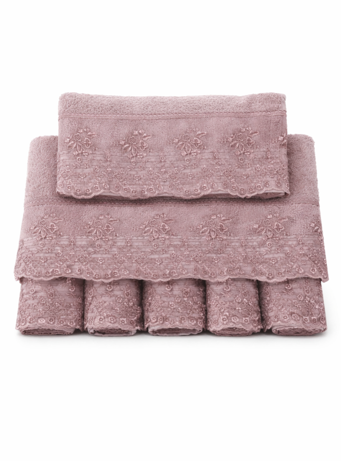 Σετ Πετσέτες 3 Τεμαχίων Cosmin Lace Pink