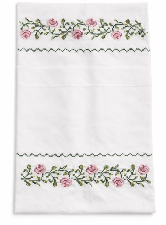 Ζεύγος Μαξιλαροθήκες Κεντημένες Cosmin 50x70 Light Pink Rose