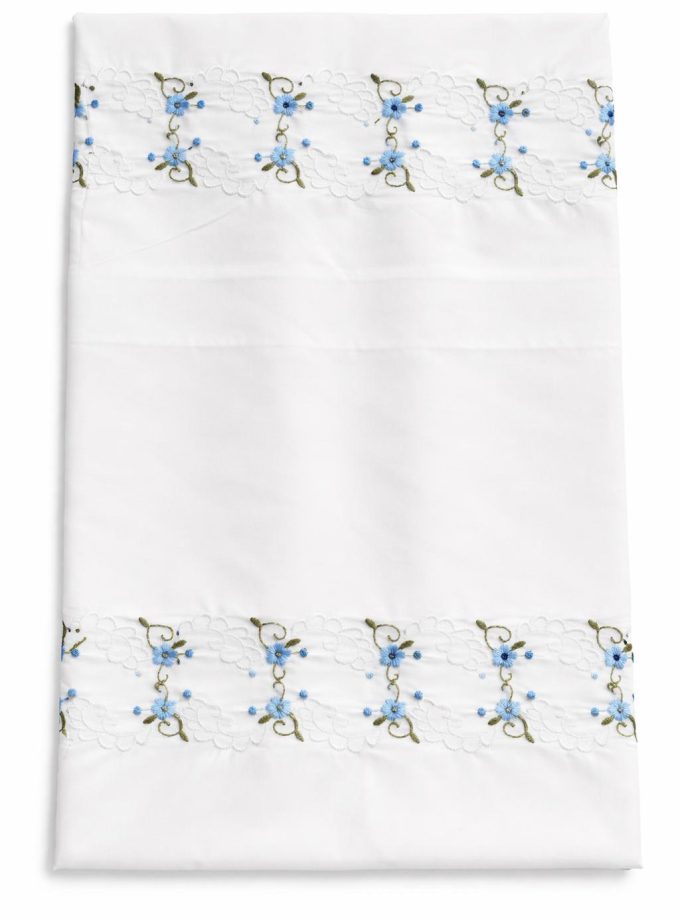 Ζεύγος Μαξιλαροθήκες Κεντημένες Cosmin 50x70 Blue Small Flowers