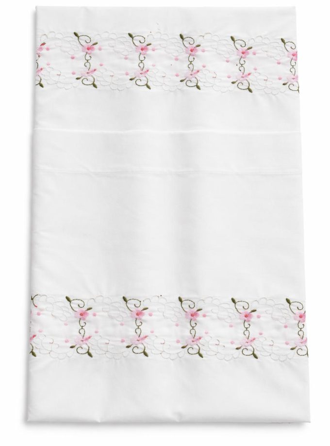 Ζεύγος Μαξιλαροθήκες Κεντημένες Cosmin 50x70 Pink Small Flowers