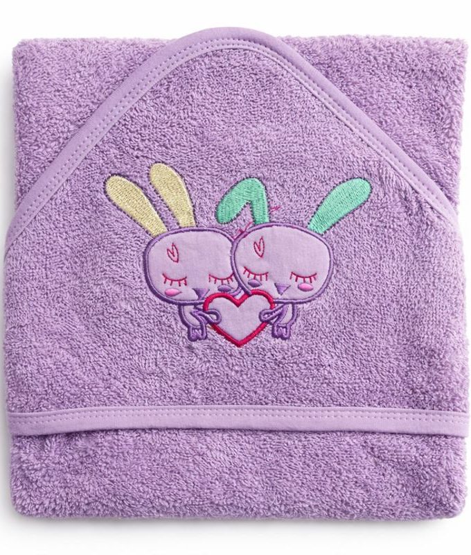 Βρεφική Κάπα Με κουκούλα 75x75 Cosmin Baby Purple Bunny