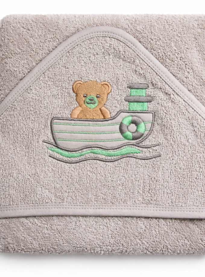 Βρεφική Κάπα Με κουκούλα 75x75 Cosmin Baby Grey Boat