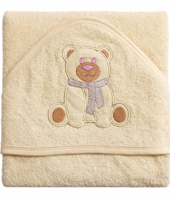 Βρεφική Κάπα Με κουκούλα 75x75 Cosmin Baby Ecrou Bear