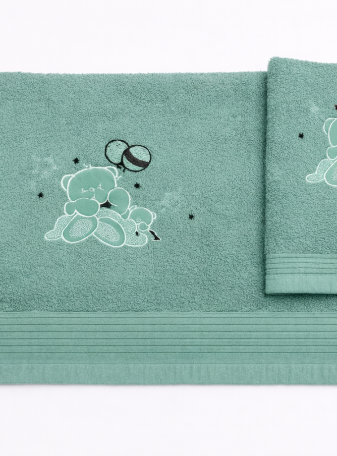 Σετ Πετσέτες Βρεφικές 2 Τεμαχίων  Cosmin Bear Green