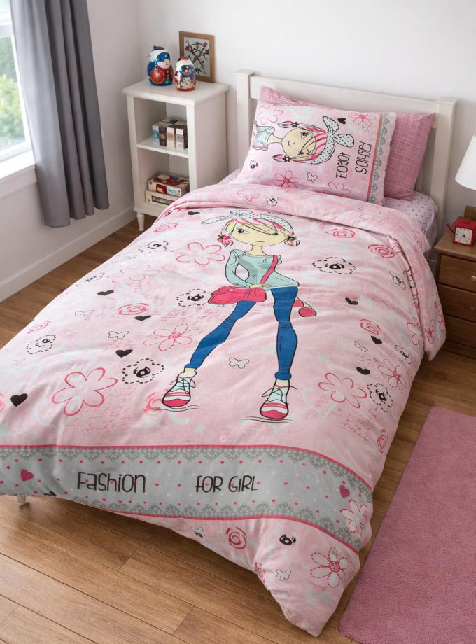 Σετ Σεντόνια Παιδικά 3 Τεμαχίων 160x240 Cosmin Pink Fashion Girl