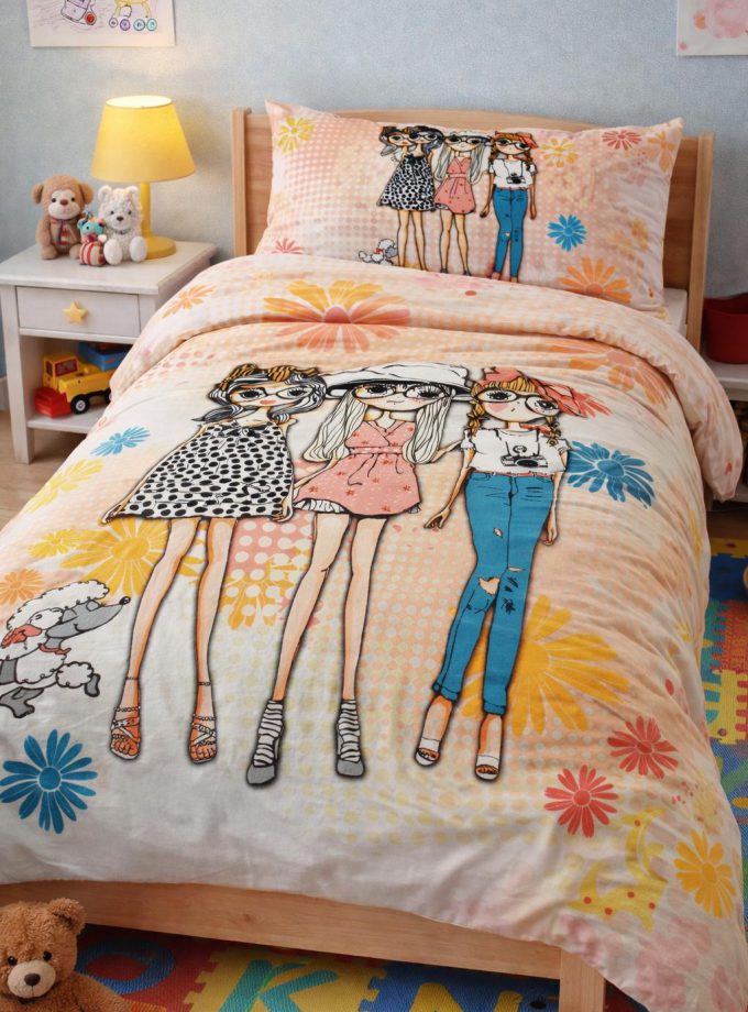 Σετ Σεντόνια Παιδικά 3 Τεμαχίων 160x240 Cosmin Multicolor Girls