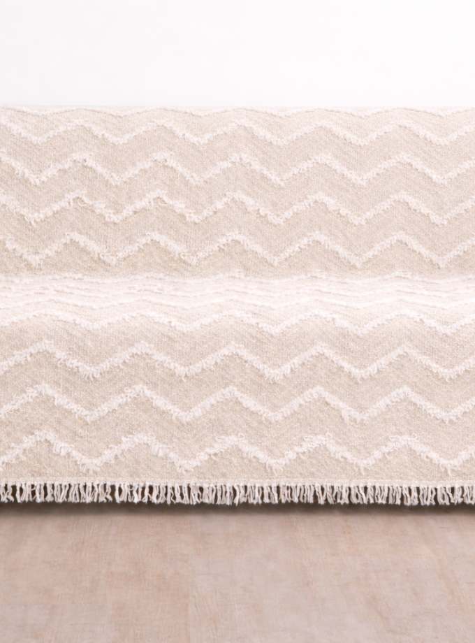 Σετ Ριχτάρια 3 Τεμαχίων Cosmin Chenille (180x300+180x250+180x200) Beige Waves