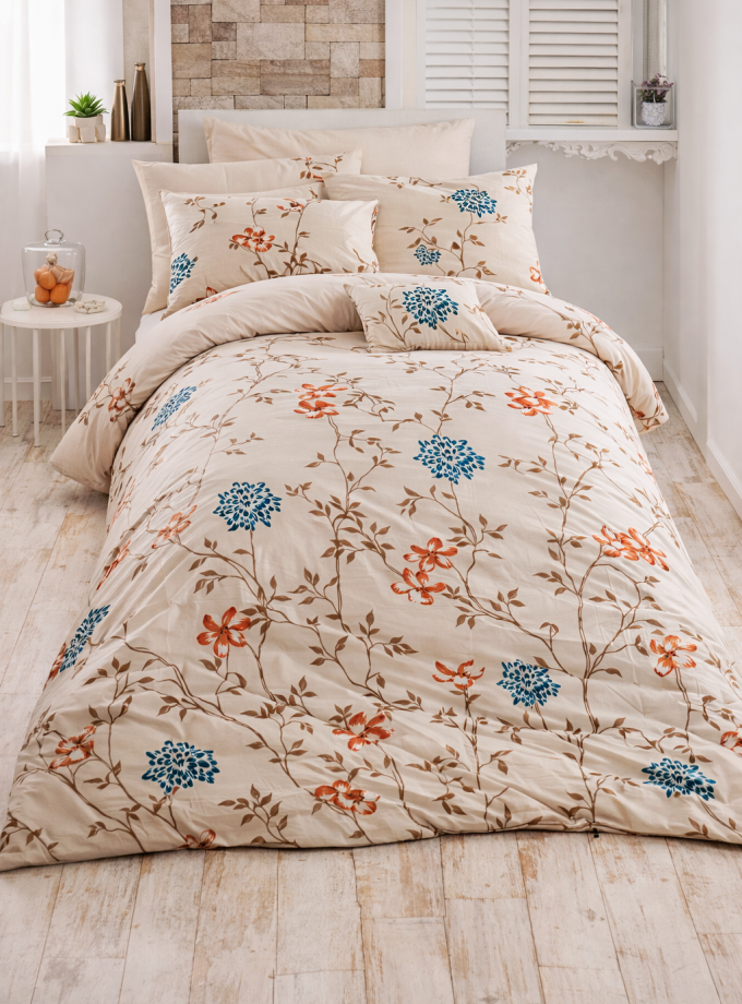 Σετ Σεντόνια Ημίδιπλα 160x240 Cosmin Luna B Beige Flowers