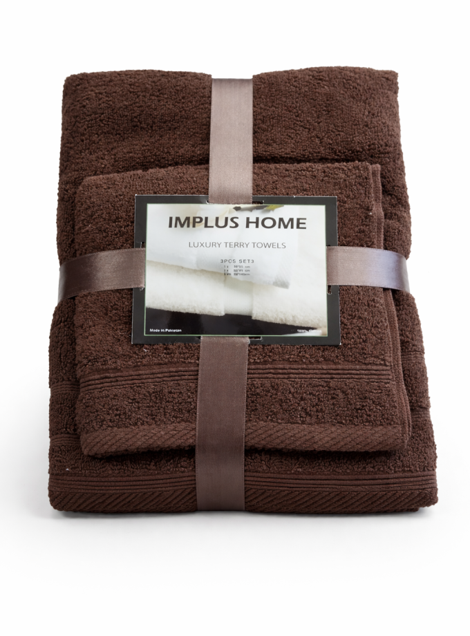Σετ Πετσέτες 3 Τεμαχίων Cosmin Implus Home Chocolate